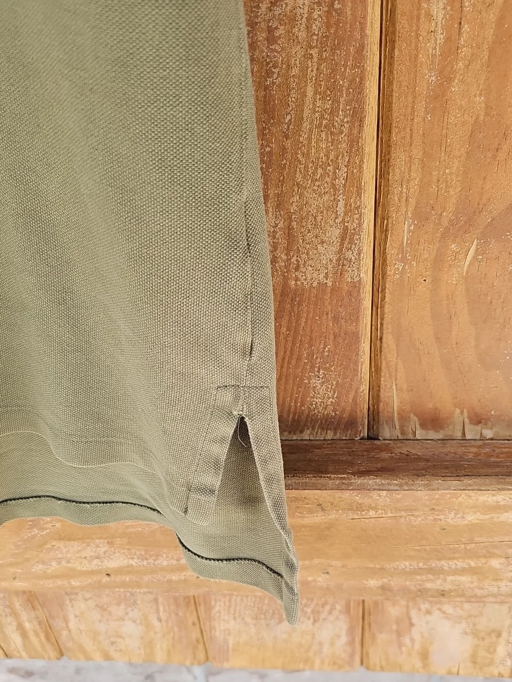 Ralph Lauren Olive Polo with Multi-Color Striped Collar